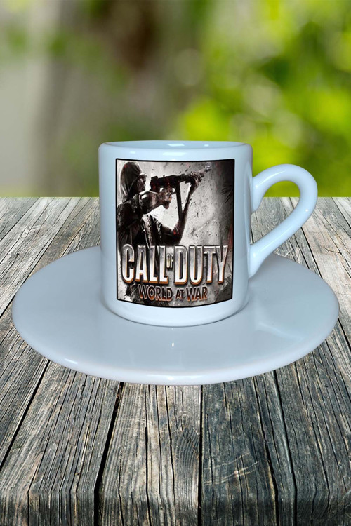 Call of Duty Oyun Baskılı Türk Kahvesi Fincanı Tabaklı Kişiye Özel Model 2