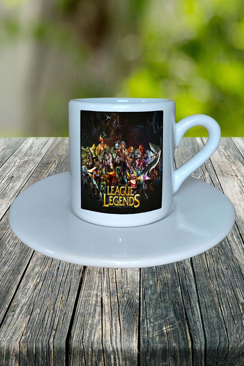 League of Legends Oyun Baskılı Türk Kahvesi Fincanı Tabaklı Kişiye Özel Model 7