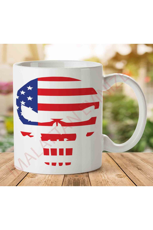 Art hedi̇ye AMERICAN SKULL Amerikan Kuru Kafa İki Tarafı Baskılı Kupa Bardak.jpg