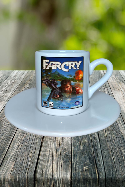 far cry Oyun Baskılı Türk Kahvesi Fincanı Tabaklı Kişiye Özel Model 1