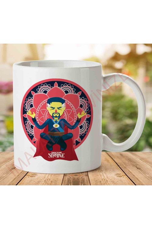 Art hedi̇ye 1-1342 Doctor Strange Cartoon Yoga Pose İki Tarafı Baskılı Kupa Bardak.jpg
