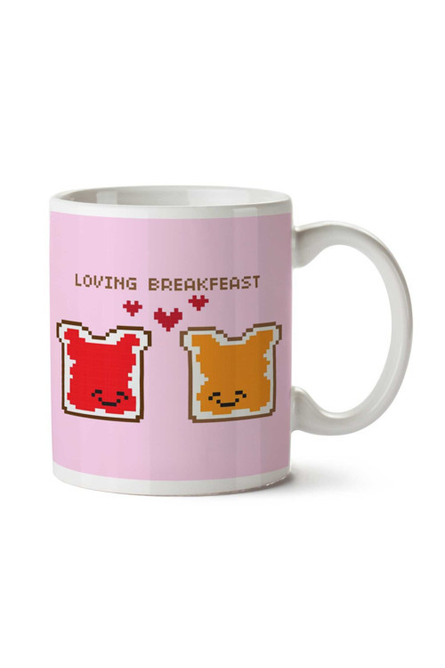 Art hedi̇ye Loving Breakfast İki Tarafı Baskılı Kupa Bardak