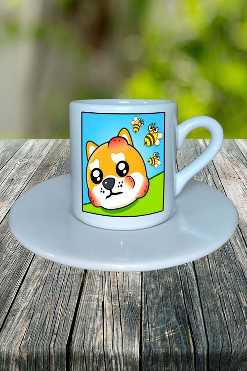 save the doge Mobil Oyun Baskılı Türk Kahvesi Fincanı Tabaklı kişiye özel model 1