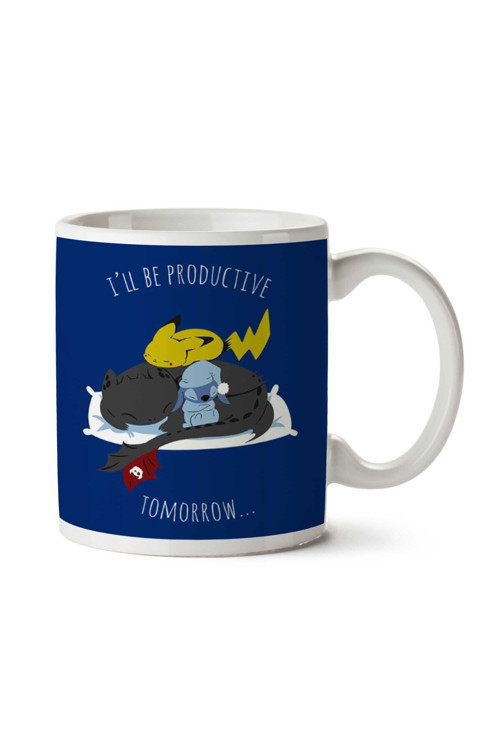 Art hedi̇ye Pyjama Slumber Party Pikachu Toothless Stitch İki Tarafı Baskılı Kupa Bardak