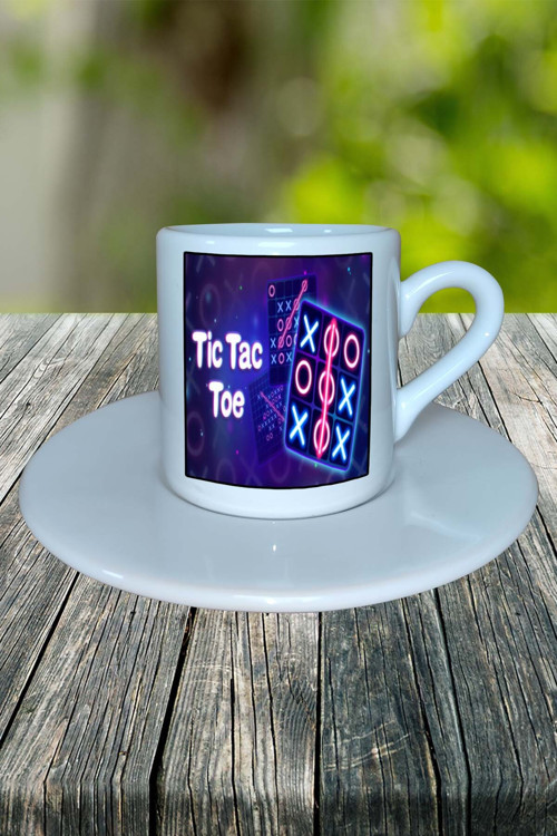 Art hedi̇ye tic tac toe Mobil Oyun Baskılı Türk Kahvesi Fincanı Tabaklı kişiye özel model 2
