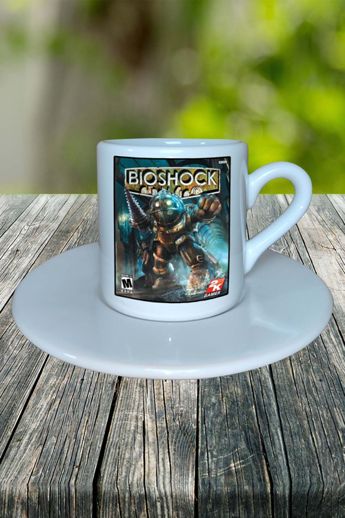 BioShock Oyun Baskılı Türk Kahvesi Fincanı Tabaklı Kişiye Özel Model 2