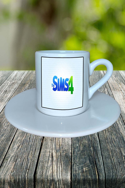 sims Oyun Baskılı Türk Kahvesi Fincanı Tabaklı Kişiye Özel Model 4