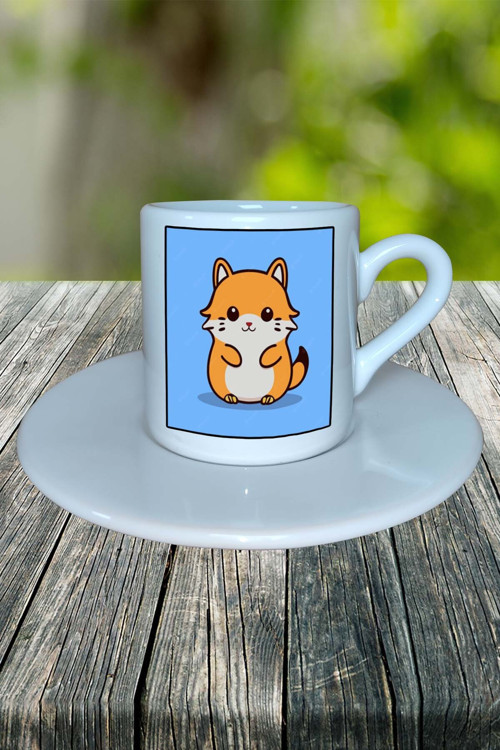 hamster Baskılı Türk Kahvesi Fincanı tabaklı Kişiselleştirilebilir model 4