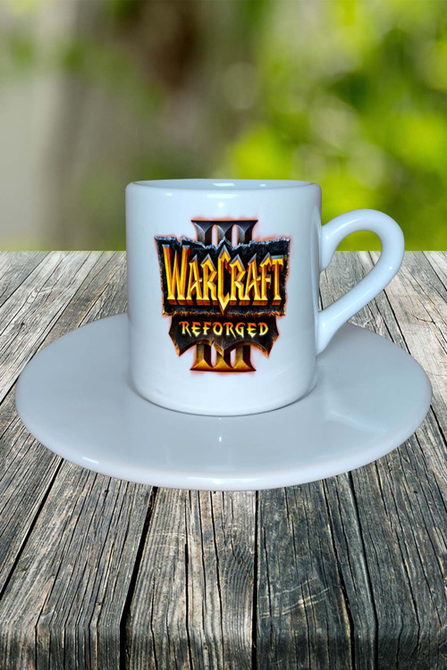 World of Warcraft Oyun Baskılı Türk Kahvesi Fincanı Tabaklı Kişiye Özel Model 1