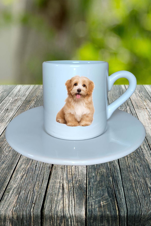 yorkshire terrier Köpek Baskılı Türk Kahvesi Fincanı Tabaklı Kişiye Özel Model 9