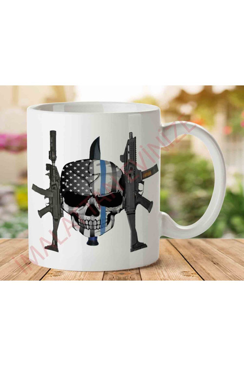 Art hedi̇ye Amerika Silah Kuru Kafa İki Tarafı Baskılı Kupa Bardak.jpg