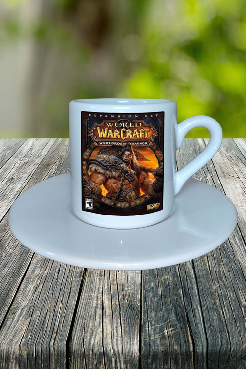 World of Warcraft Oyun Baskılı Türk Kahvesi Fincanı Tabaklı Kişiye Özel Model 10
