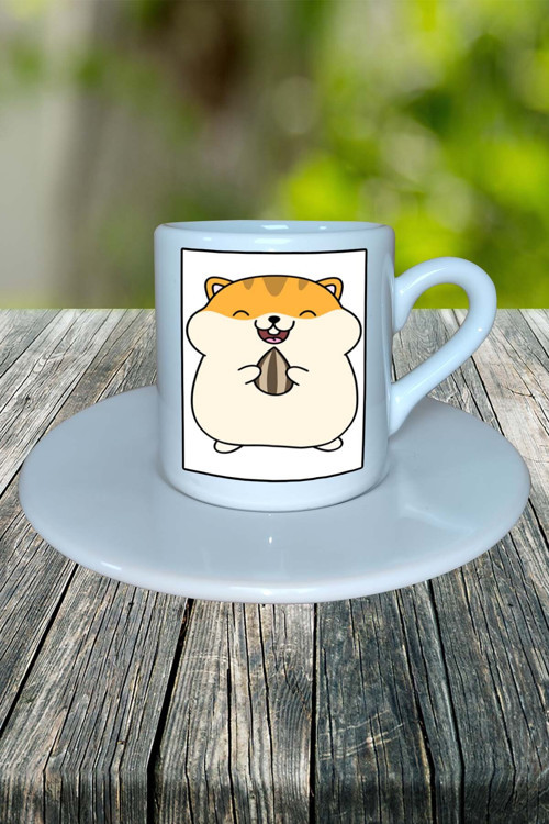 hamster Baskılı Türk Kahvesi Fincanı tabaklı Kişiselleştirilebilir model 2