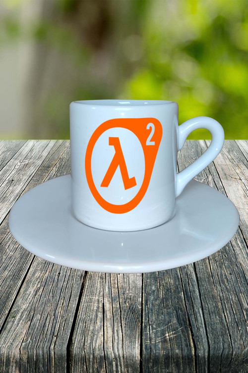 Half-Life Oyun Baskılı Türk Kahvesi Fincanı Tabaklı Kişiye Özel Model 3