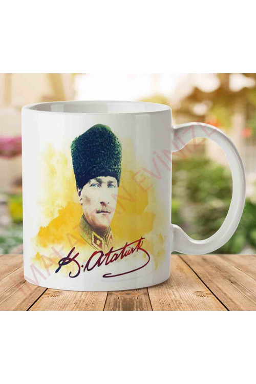 Art hedi̇ye 1-926 Atatürk Sarı İki Tarafı Baskılı Kupa Bardak.jpg