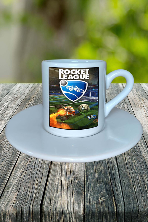 rocket league Oyun Baskılı Türk Kahvesi Fincanı Tabaklı Kişiye Özel Model 4