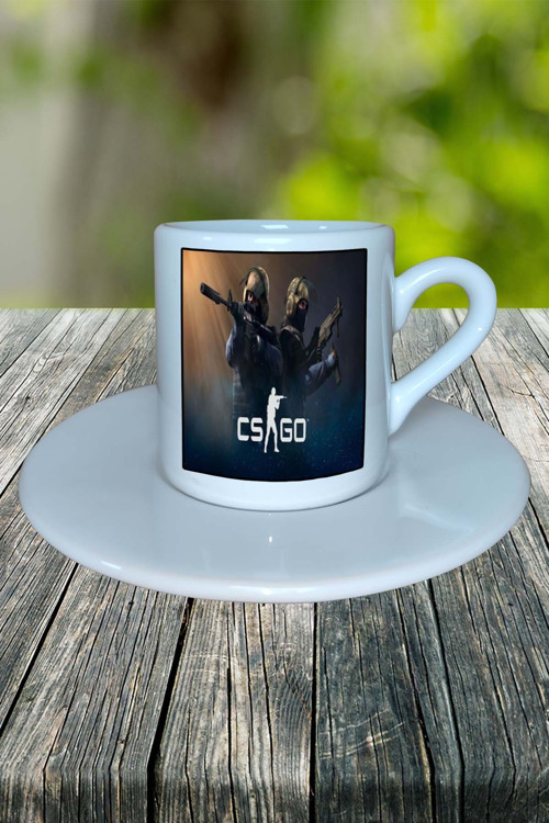 counter strike cs cs:go cs 2 Oyun Baskılı Türk Kahvesi Fincanı Tabaklı Kişiye Özel Model 9