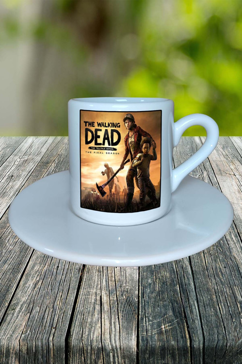 The Walking Dead Oyun Baskılı Türk Kahvesi Fincanı Tabaklı Kişiye Özel Model 2