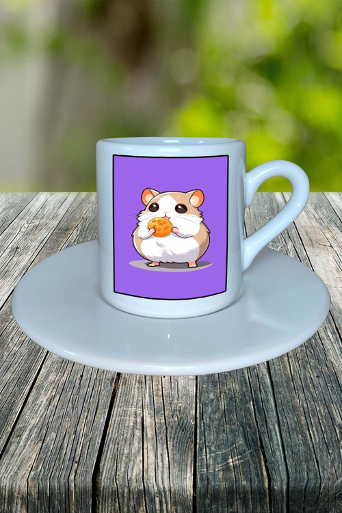 hamster Baskılı Türk Kahvesi Fincanı tabaklı Kişiselleştirilebilir model 5