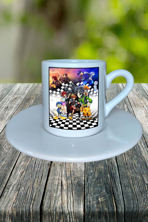 Kingdom Hearts Oyun Baskılı Türk Kahvesi Fincanı Tabaklı Kişiye Özel Model 1