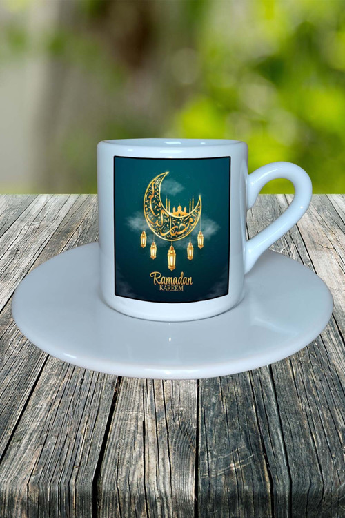 ramazan Baskılı Türk Kahvesi Fincanı Tabaklı Kişiye Özel Model 9