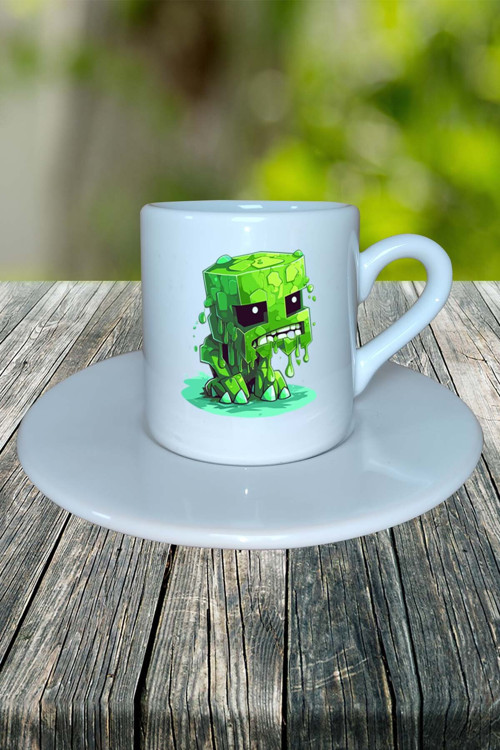 Art hedi̇ye minecraft Oyun Baskılı Türk Kahvesi Fincanı Tabaklı Kişiye Özel Model 4