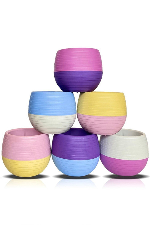 Art hedi̇ye 6 Adet Sahra Kaktüs Sukulent Saksısı Dekoratif Drenajlı 0.13 Litre 7 X 7cm Mini Boy Plastik