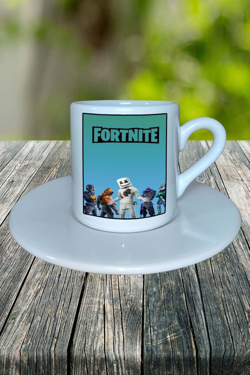 fortnite Oyun Baskılı Türk Kahvesi Fincanı Tabaklı Kişiye Özel Model 4