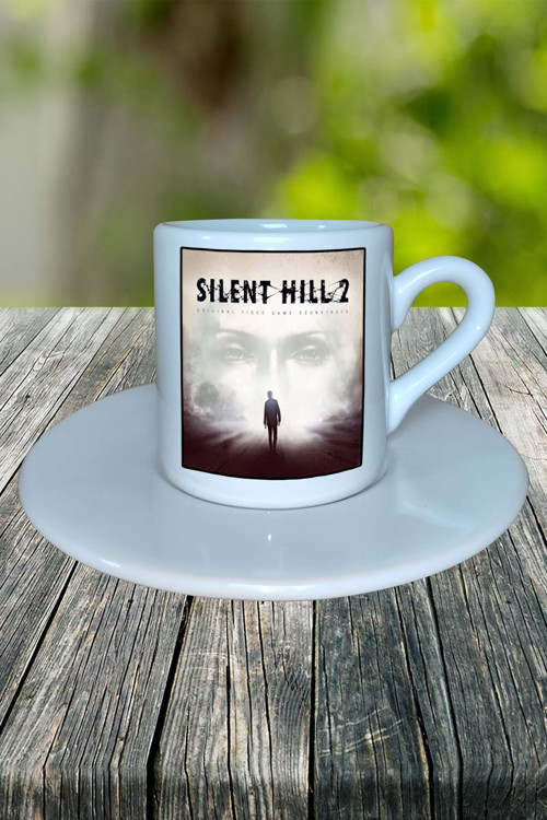 slient hill Oyun Baskılı Türk Kahvesi Fincanı Tabaklı Kişiye Özel Model 1