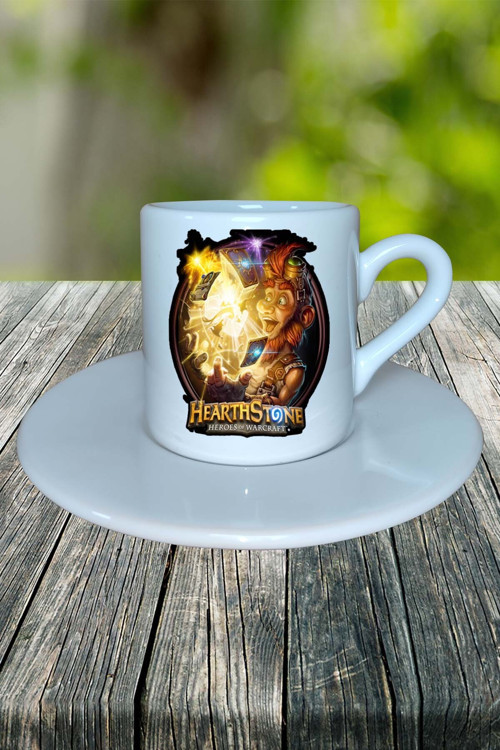 hearthstone Oyun Baskılı Türk Kahvesi Fincanı Tabaklı Kişiye Özel Model 3