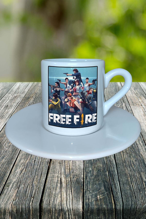 garena free fire Mobil Oyun Baskılı Türk Kahvesi Fincanı Tabaklı kişiye özel model 5