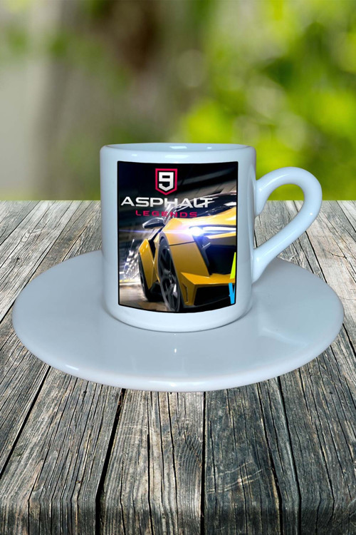 Art hedi̇ye Asphalt Legends Mobil Oyun Baskılı Türk Kahvesi Fincanı Tabaklı kişiye özel model 4