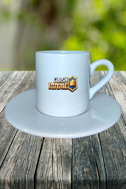 clash royale Mobil Oyun Baskılı Türk Kahvesi Fincanı Tabaklı kişiye özel model 1