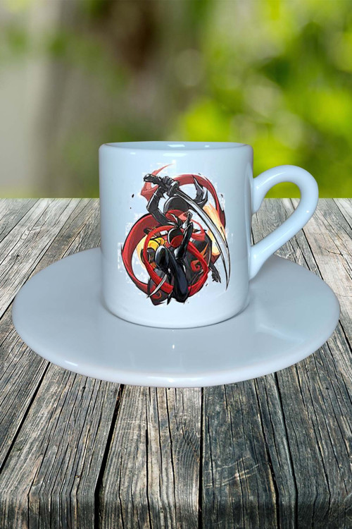 ninja must die Mobil Oyun Baskılı Türk Kahvesi Fincanı Tabaklı kişiye özel model 1