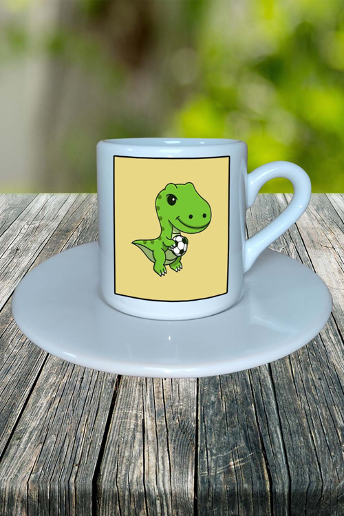 trex Baskılı Türk Kahvesi Fincanı tabaklı Kişiselleştirilebilir model 4