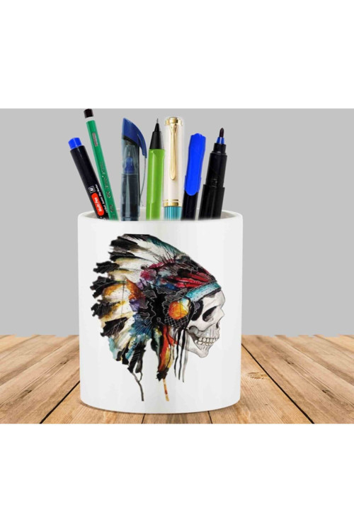 Art hedi̇ye Indian Skull Kızıldereli Kaktüs Sukulent Saksı Kalemlik