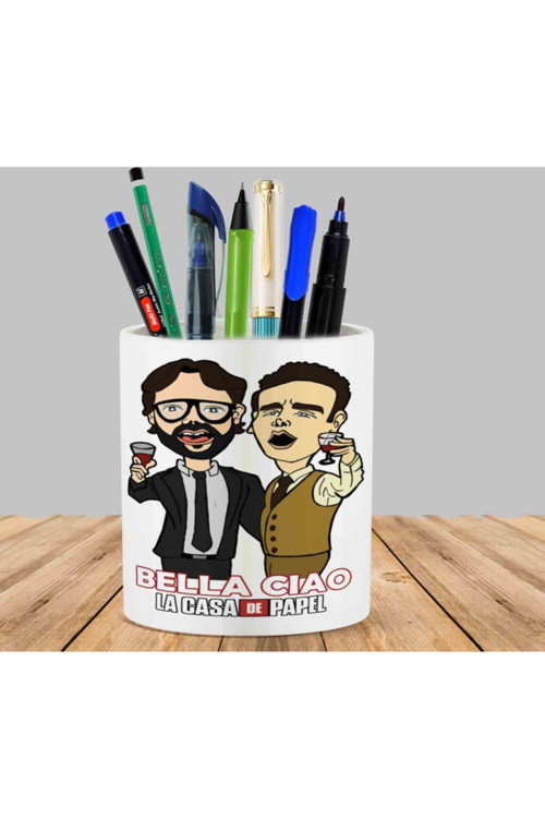 Art hedi̇ye La Casa De Papel - Bella Ciao Kaktüs Sukulent Saksı Kalemlik
