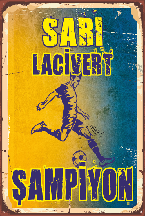 Sarı Lacivert Futbol Takım Taraftar Sarı Lacivert Şampiyon 20x30