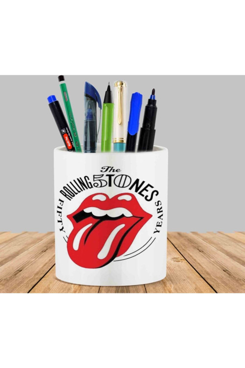Art hedi̇ye Rolling Stones Kaktüs Sukulent Saksı Kalemlik
