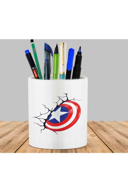 Art hedi̇ye Escudo Kaptan Amerika Kaktüs Sukulent Saksı Kalemlik