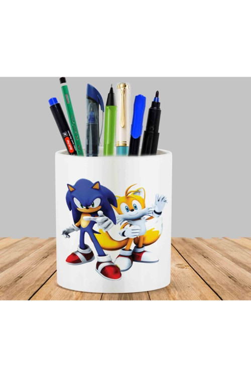 Art hedi̇ye Sonic Karakter Kaktüs Sukulent Saksı Kalemlik