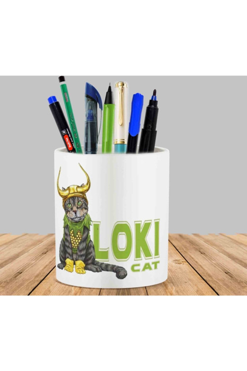 Art hedi̇ye Loki Cat Kaktüs Sukulent Saksı Kalemlik