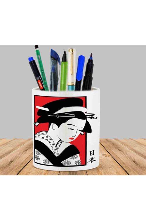 Art hedi̇ye Geyşa Japonya Kaktüs Sukulent Saksı Kalemlik