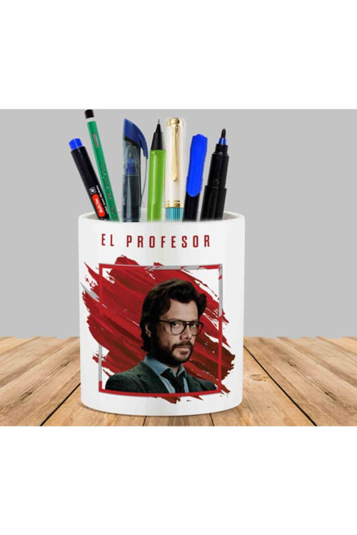 Art hedi̇ye El Profesor ( Álvaro Morte ) - La Casa De Papel Kaktüs Sukulent Saksı Kalemlik