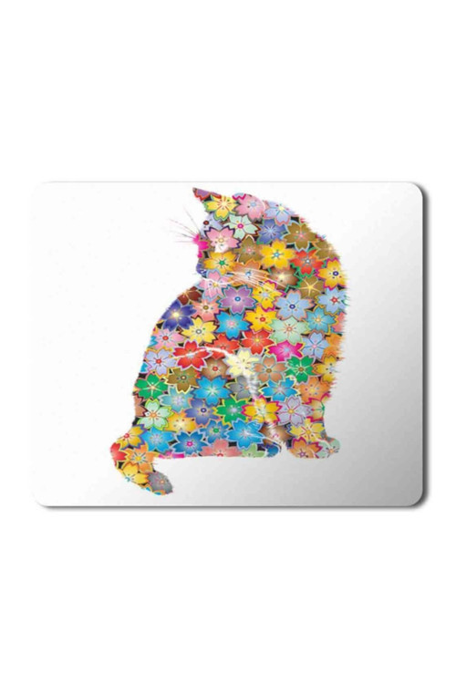 Art hedi̇ye Kedi Çiçek Çiçekler İçinde Kedi Baskılı Mouse Pad Mousepad.jpg