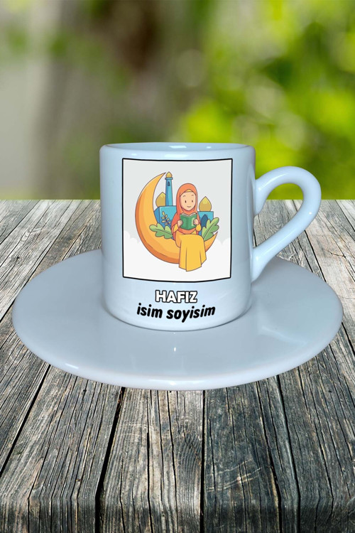 hafız Meslek Baskılı Türk Kahvesi Fincanı tabaklı Kişiye Özel model 7
