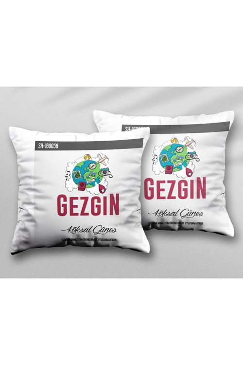 Art hedi̇ye Kişiye Özel Gezgin Tm İki ADET iki Tarafı Baskılı Yıkanabilir Yastık Kırlent Kılıfı