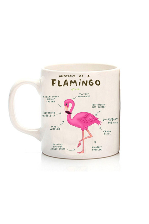 Art hedi̇ye Flamingo Anatomi Iki Tarafı Baskılı Kupa Bardak