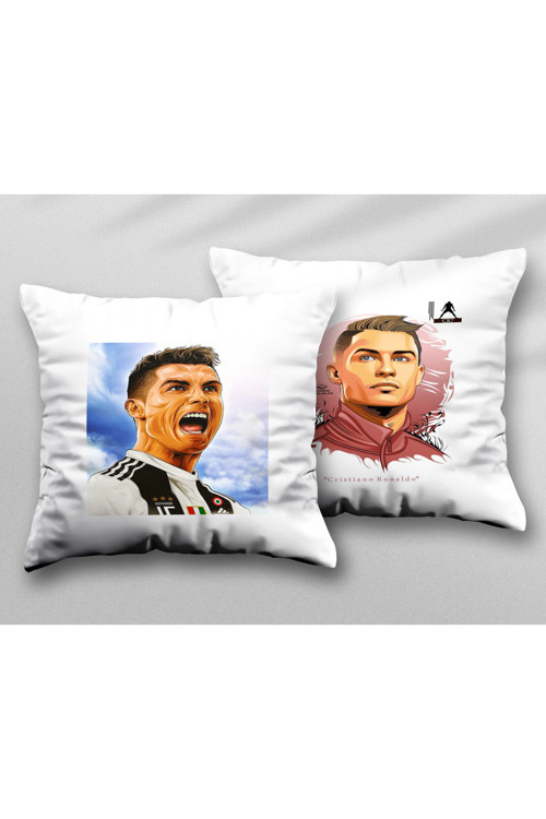 Art hedi̇ye Cristiano Ronaldo İki ADET iki Tarafı Baskılı Yıkanabilir Yastık Kırlent Kılıfı