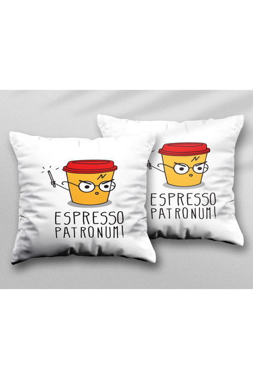 Art hedi̇ye Espresso Patronum İki ADET iki Tarafı Baskılı Yıkanabilir Yastık Kırlent Kılıfı